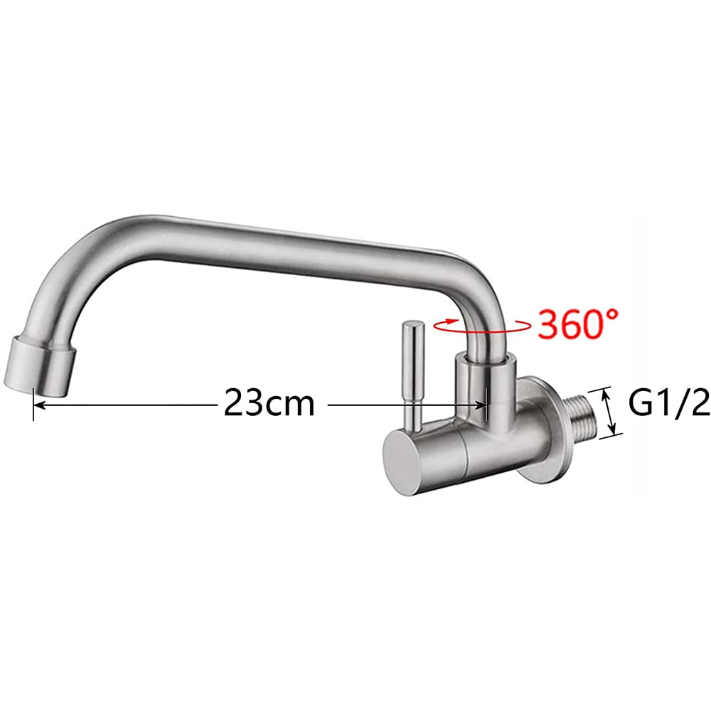 Cooltens Stainless Steel Faucet for and Handwashing Areas Single-Lever Wall-Mounted Kitchen, Bathroom, - Corrosion-Resistant