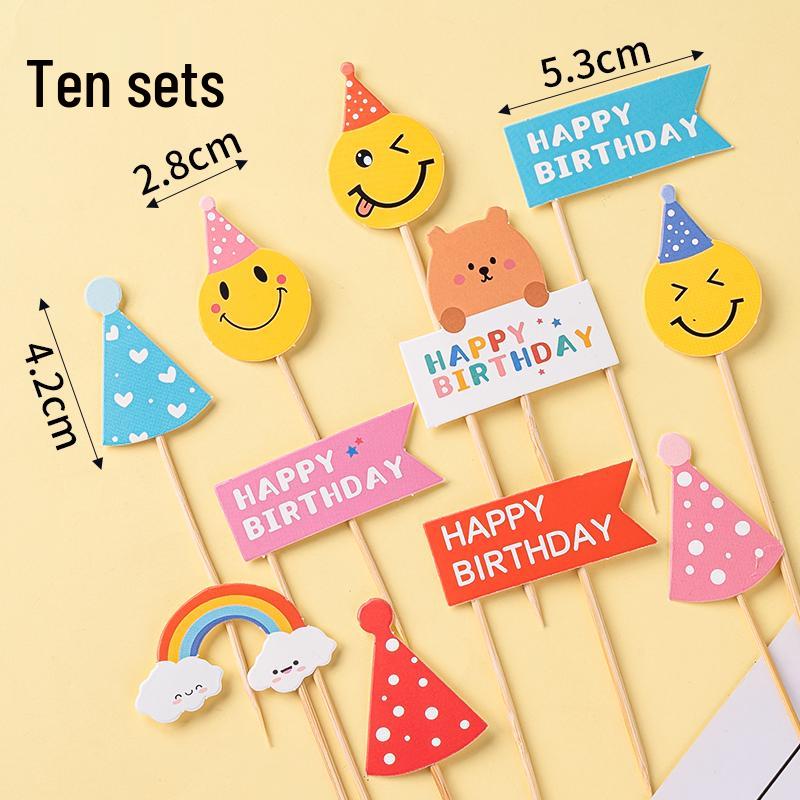 Colorful Macaron Cartoon Birthday Candle Decorations
