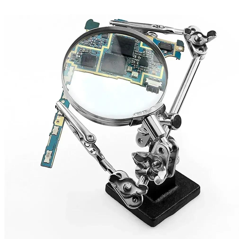 Welding Auxiliary Clip Magnifier Electric Circuit Board Repair Welding Iron Bracket Adjustable Magnifying Soldering Clamp