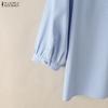 ZANZEA Women Casual Turn Down Collar 3/4 Sleeve Loose Blouse
