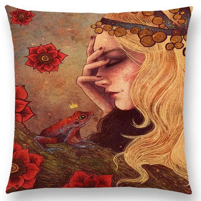 Dark Augury Bird Sofa Pillow Case Three Eyes Raven Steampunk Hummingbird Night Princess Lion Owl Cushion Cover