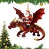 3D Hand Painted Holiday Ornament Santa Riding Dragon Resin Fantasy Christmas Tree Hanging Pendant Decor