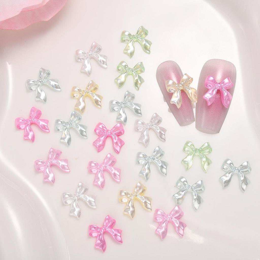 3D Pink Ribbon Bow Nail Accessories - Handmade DIY Wearable