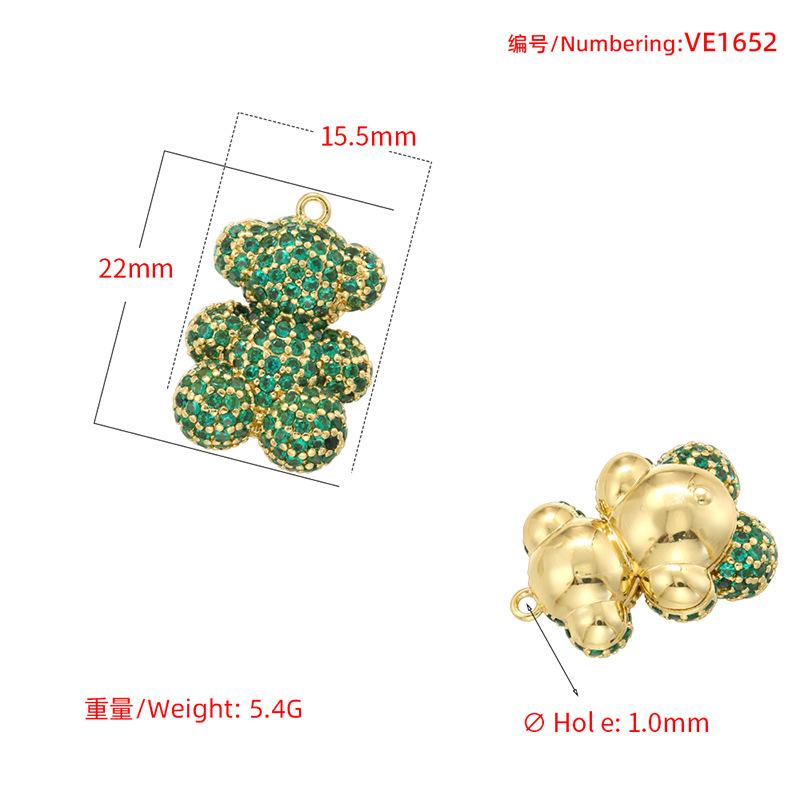 Leichter Luxus Kupfer Eingelegt Mit Farbigen Diamanten Bärenanhänger Niedlicher Cartoon Dreidimensional Stehend Erdbeerbär Schmuckanhänger Vd1652