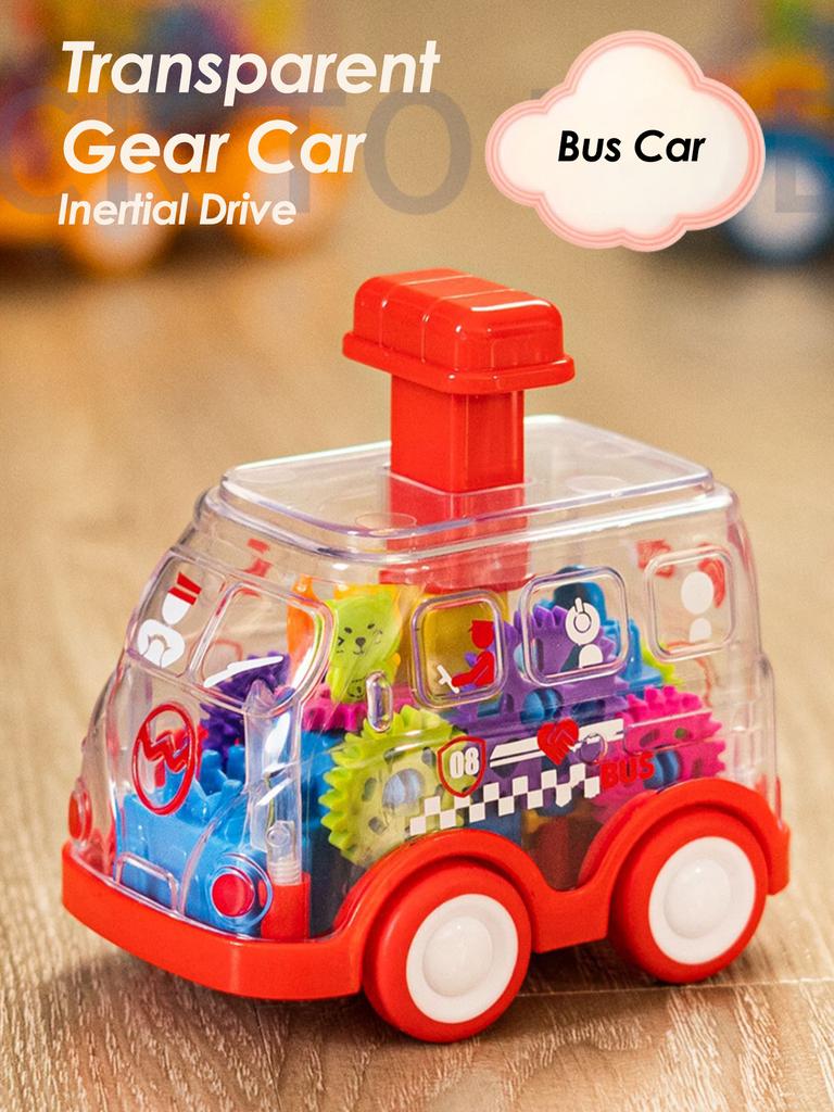Pull-back Cartoon Car Toy for Kids 1-3 Years Transparent Inertia Sliding Puzzle Gift for Boys Girls