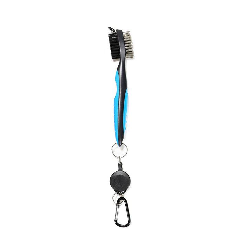 1Pc Golf Club Brush Groove Cleaner Retractable Dual Sided Nylon Bristles Aluminum Carabiner Groove Cleaner Groove Cleaning