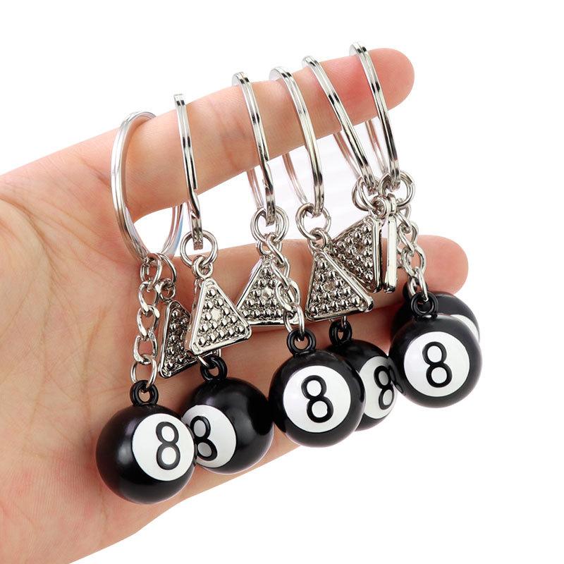 Fashion Creative Billiard Pool Keychain Table Ball Key Ring Lucky Black Key Chain 25Mm Resin Ball Jewelry Gift