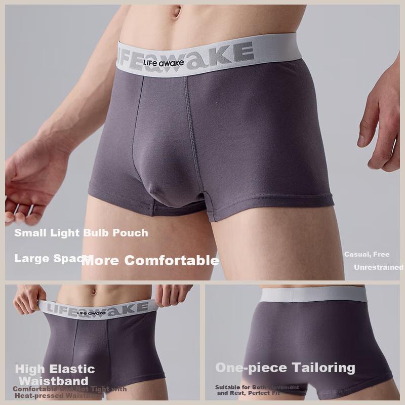 HLA [Whole Body Antibacterial] Men's Pure Cotton Underwear, 60-Count Deodorizing Large Size Men's Boxer Briefs Shorts, 3 Pairs