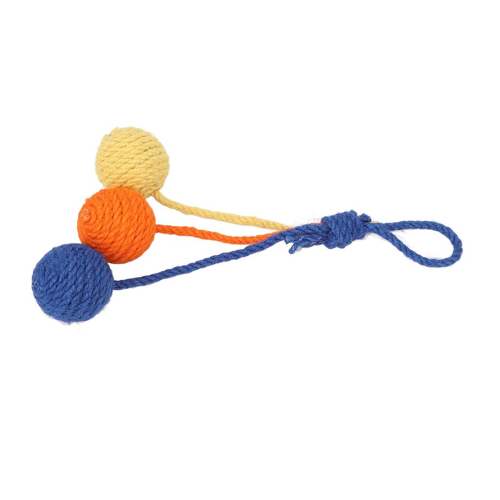 Hanging Cat Sisal Ball Chewable Colorful Interactive Cat Sisal Rope Ball Toy for Pet Indoor Red
