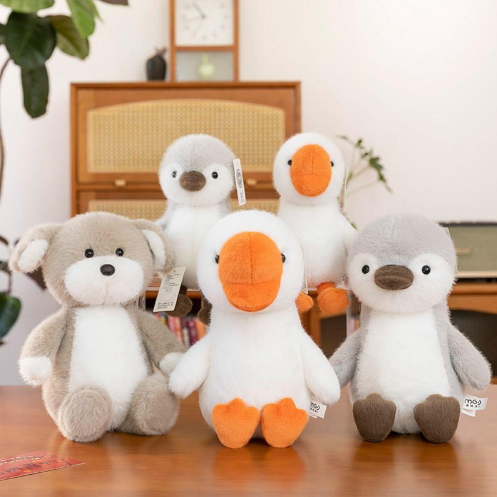 Interactive Dog Animals Plush Toys Fluffy Simulated Great White Goose Dolls  Decoration Gifts