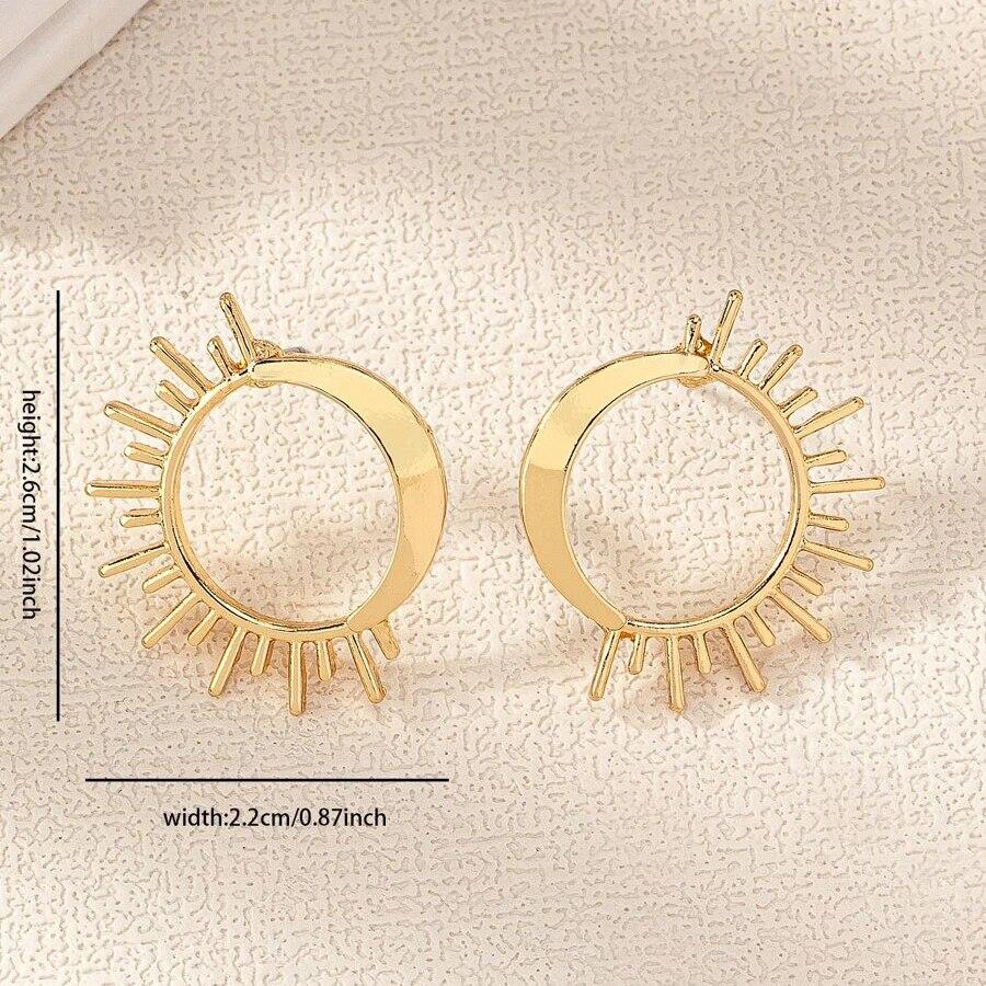 Obega Ins Sun Moon Shape Tiny Earrings Stud Trendy Gold SIlver Color Fashion Europen And Amercian Punk Syle Metal Jewelry
