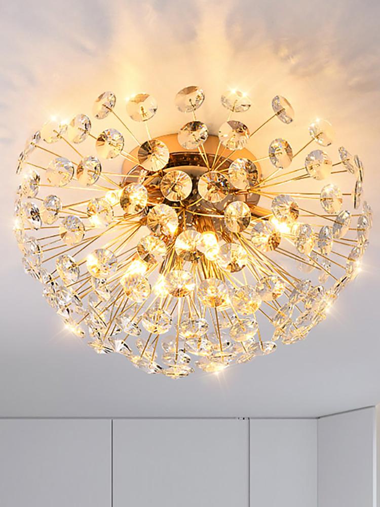 Modern French Dandelion Crystal Ceiling Light Fireball Light French Gold Restaurant Living Room Bedroom Lighting G9LED