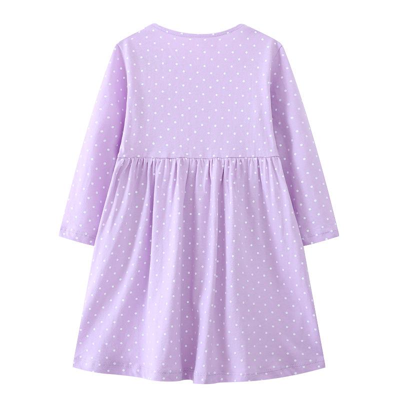 2025 Spring Embroidered Dinosaur Long Sleeve Dress for Girls - European & American Style