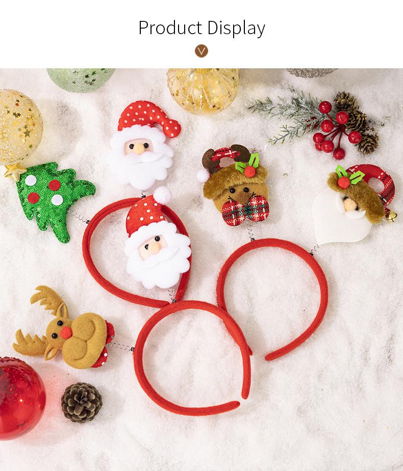 Cartoon Themed Christmas Headband With Santa Claus Elk And Tree Decoration