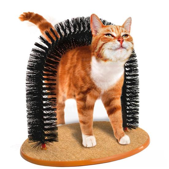 2-in-1 Cat Arch Self Groomer Cat Face Back Scratcher for Deshedding Self Grooming Massage Brush with Scratching Pad for Indoor Cats