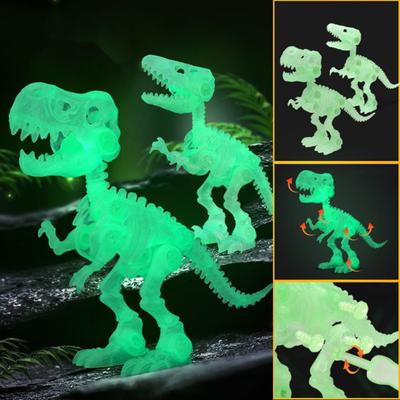 Hračka kostry dinosaura svítící ve tmě 3D tištěná pohyblivá čelist Tyrannosaurus Fidget Toy Kloubová figurka Dino Model Stolní dekorace