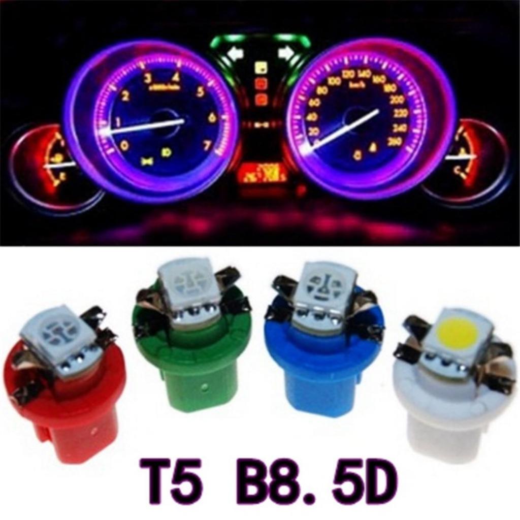 10pcs T5 B8.5d LED Car Interior Lights Instrument Panels Bulbs Low Power 5050 SMD Automobile Dashboard Switch Lamp 12V Luces
