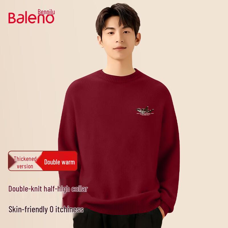 Baleno Men's Winter Thickened Crew Neck Sweater