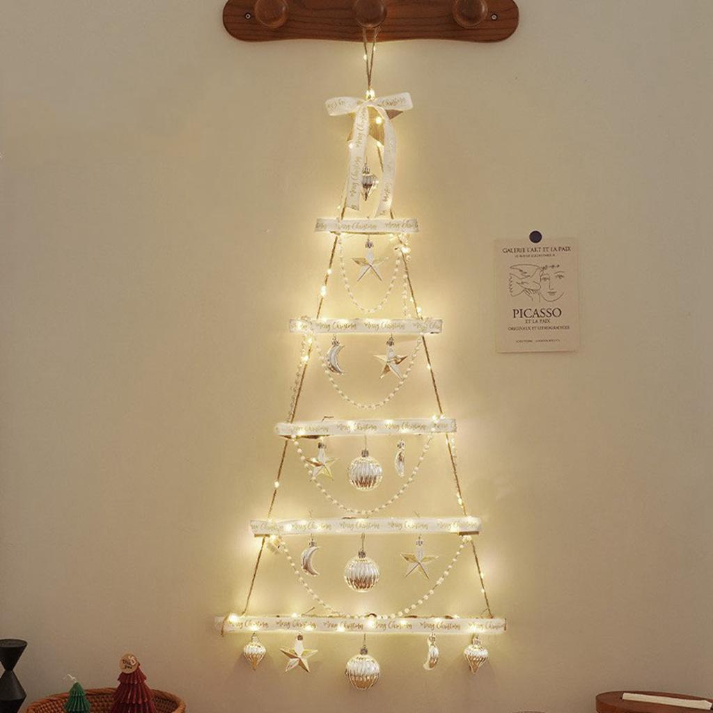 Christmas Wall Decoration, Illuminated Christmas Tree, Christmas Ornaments, Pendants, Pinecone And Rattan Pendants.