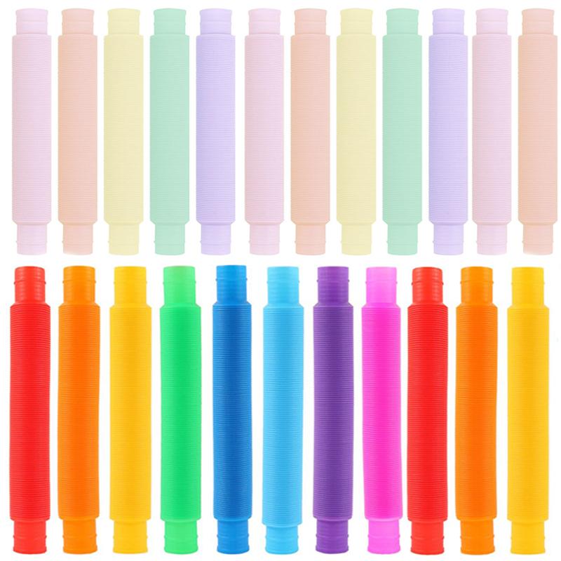 5/60Pcs Telescopic Tubes Fidget Toys Stress Relief Stretching Pop Tubes Sensory Toys For Kids Adults Decompression Toys Gifts