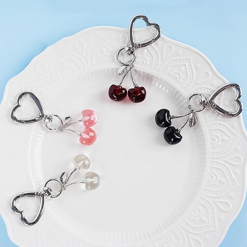 1PC Luxury Cherry Keychain for Women Decoration Designer Cherry Pendant Wallet Decor Fruit 7.5x2.6cm
