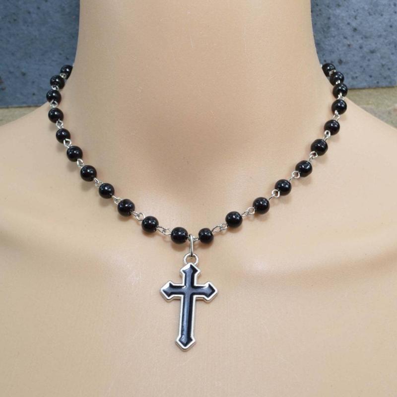 Cross Pendant Necklaces Cross Pendant Chokers Imitation Pearls Religious Jewelry Party Jewelry Gift for Girls Woman Man