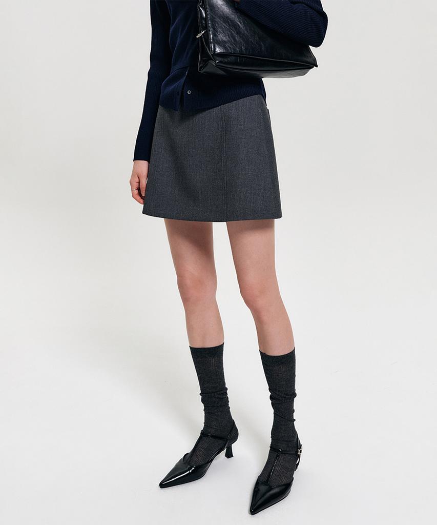 Lugkaeseuteu Nelly Summer Wool Mini Skirt_Charcoal