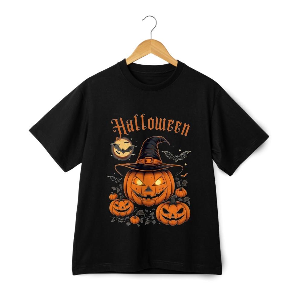 Unisex Halloween Pumpkin Graphic T-Shirt - Witch Hat Jack O Lantern Streetwear Unisex T-Shirt XXXXL