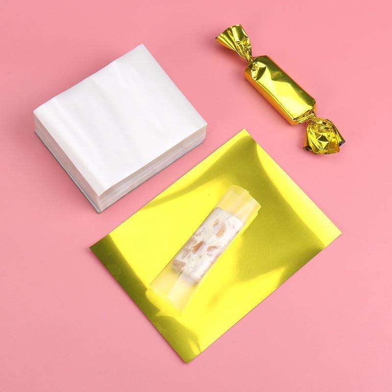 500 Stück 9x12cm Aluminiumbeschichtete Folie Einfarbige DIY Handgemachte Nougat Süßigkeiten Verpackung Milch Toffee Hülle