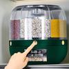 Household Grains Storage Container with 6 Unit Convenient Dry Cereal Organizers Bucket Sealed Rotating Rice Dispenser