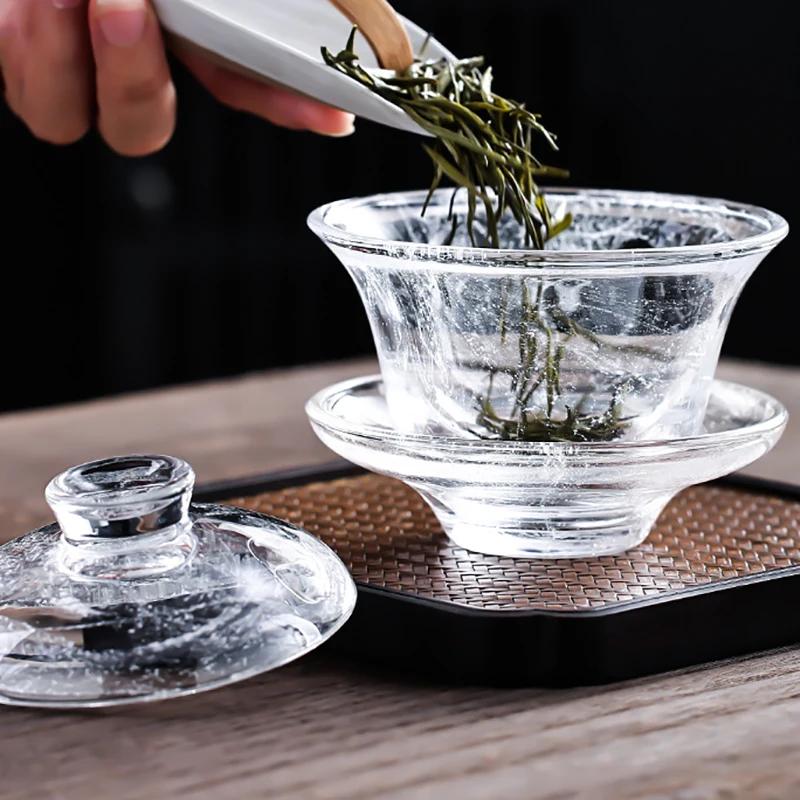 Snow Crystal Glass Tureen Glazed Tea Maker Kung Fu Tea Set High-grade Cup Large Transparent Built Lamp Best Gift