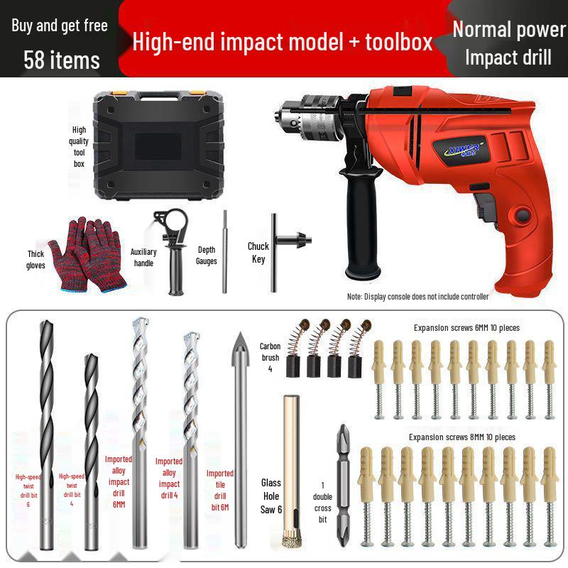 Electric Hand Drill Set with Drill Bits for Woodworking & Household Tasks