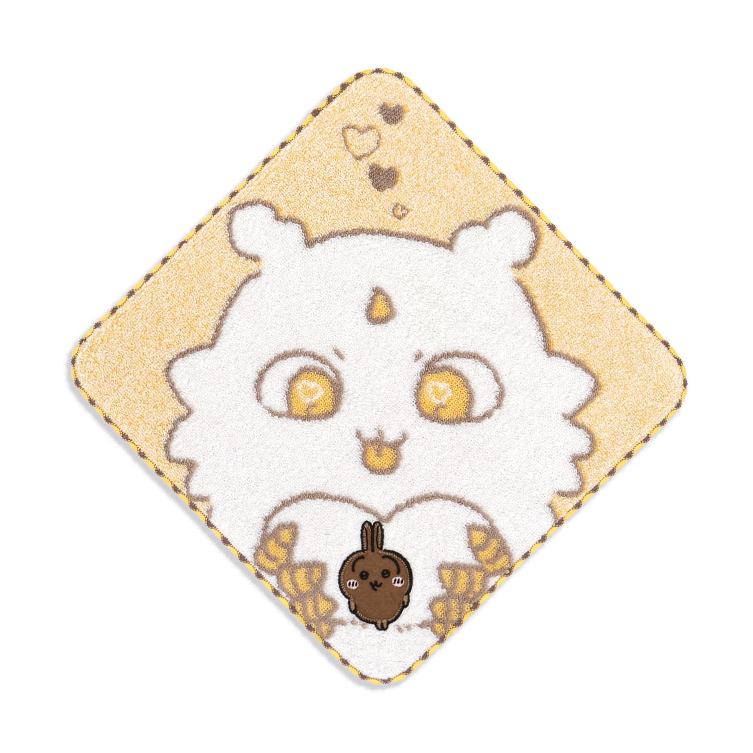 Chiikawa Towel 25 x 25 cm  Katamatteru yo  Handkerchief, Yellow, Rabbit, 41-1270080, Approx.