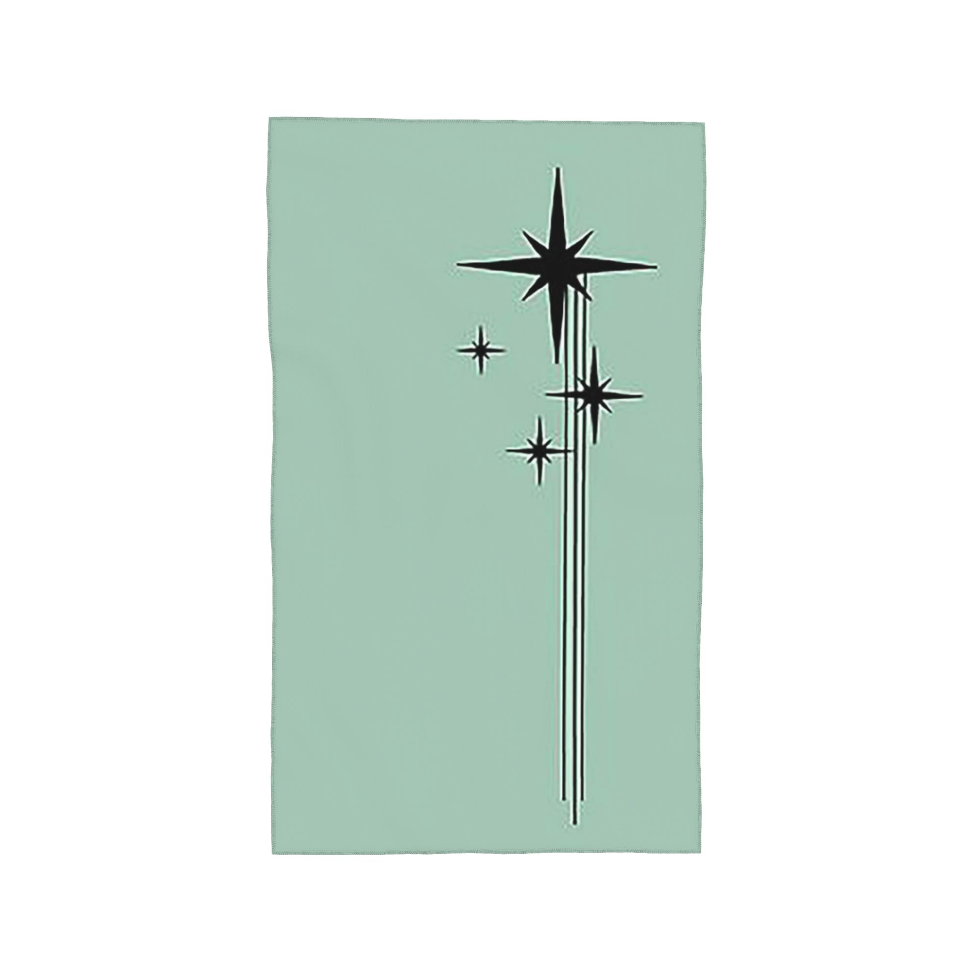 

1950s Atomic Age Retro Starburst in Mint Green and Black Soft Face Towel Quick Dry Pool Bath Cotton Towels Breathable W40*H60(CM)