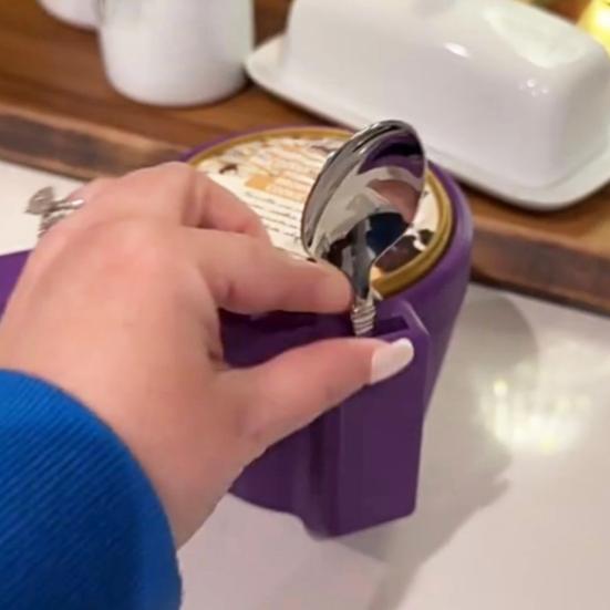 Suport pentru halbă de înghețată cu mâner și fantă pentru linguriță Îndepărtare ușoară Suport pentru pahare pentru înghețată Pachet halbă de capacitate mare Recipient pentru înghețată Suport pentru ceașcă pentru desert