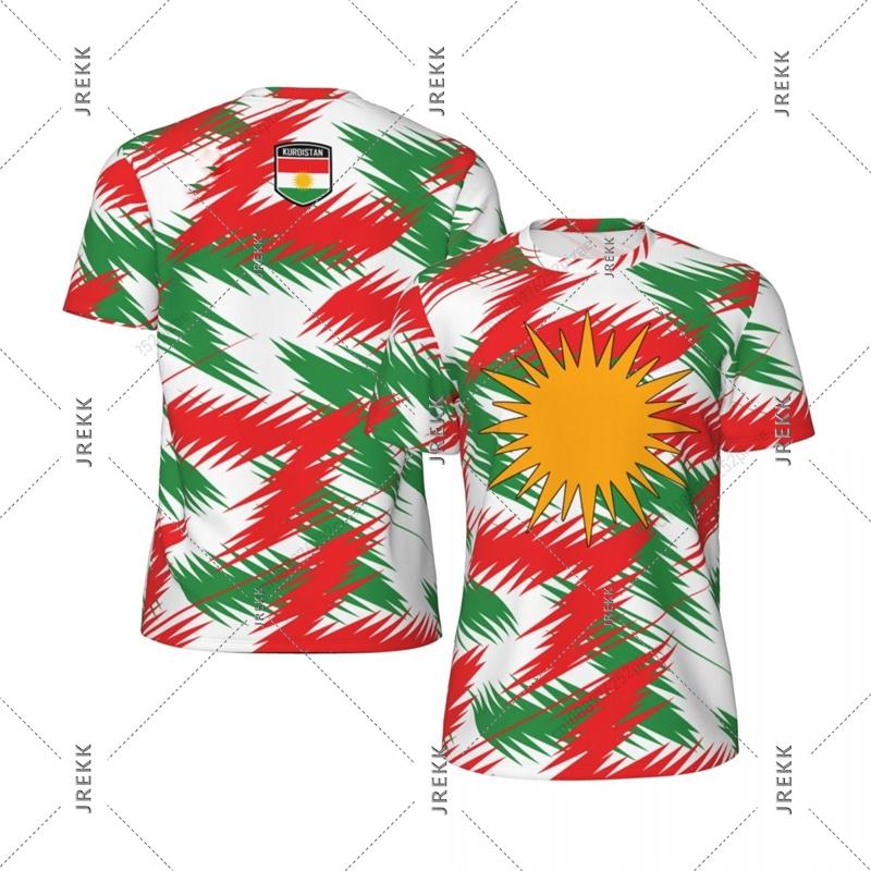 Kurdish Flag Print T-shirt for Men Football Sport Street Casual Short Sleeve O-neck T Shirts Run Summer Fashion Kurds Tee Top