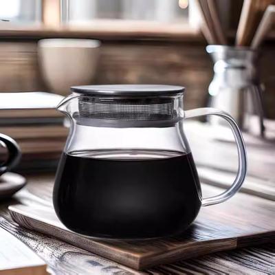 Large Capacity Hand Brewed Coffee Pot Set Stainless Steel Cover Sharing Pot Heat-resistant Filter Cup High Temperature Resistant Glass Coffee Cup