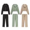 Fashion Style 2024 Summer New Women's Clothes Easiest for Match Long Sleeves Hooded Drape Short Coat High Waist Pants 5320805