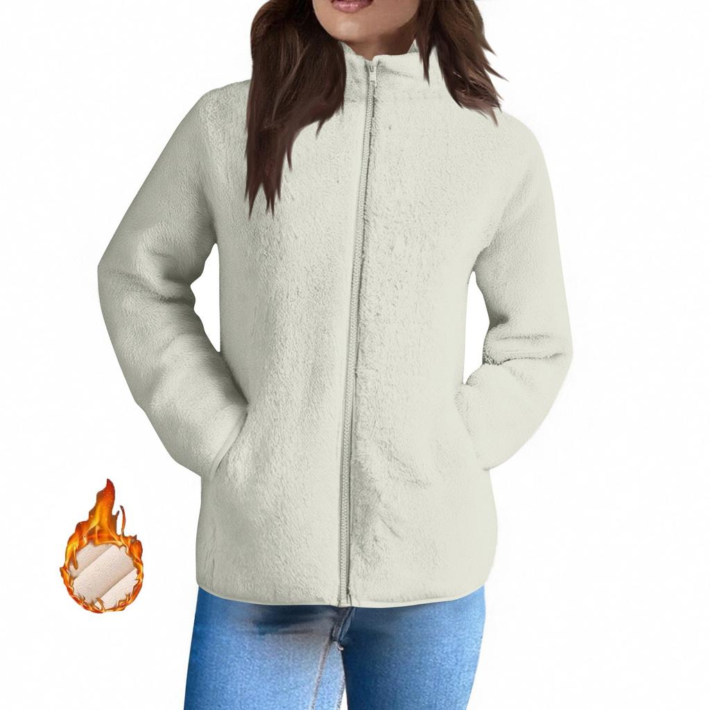 Dámské zimní kabáty Teplé plyšové bundy S otevřeným předním dílem Kardigan s dlouhým rukávem Trendy Chlupavé svrchní oblečení