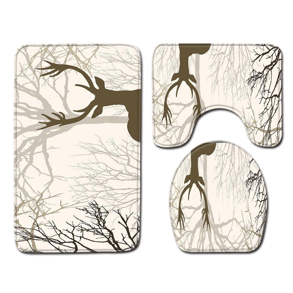 Animation Bathroom Floor Mat Three-Piece Bathroom Carpet Toilet Mat Set Door Mat Bathroom Non-Slip Mat