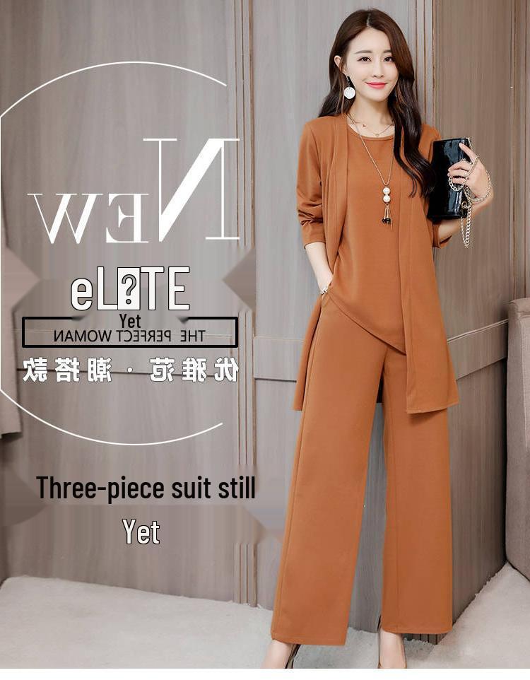 Auf Lager 2025 Herbst/Winter Elegantes Damen-Schlankheits-Dreiteiler in Übergröße