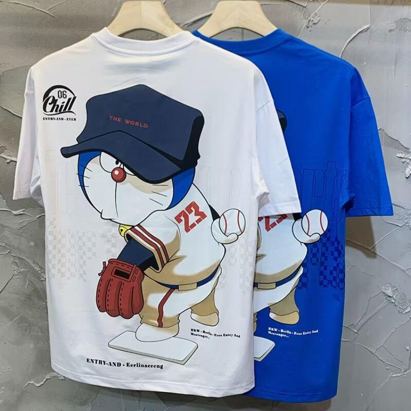 

Men s Doraemon Anime Cat Print T-shirt, Short Sleeve, 2025 Summer Fashion Trend XL