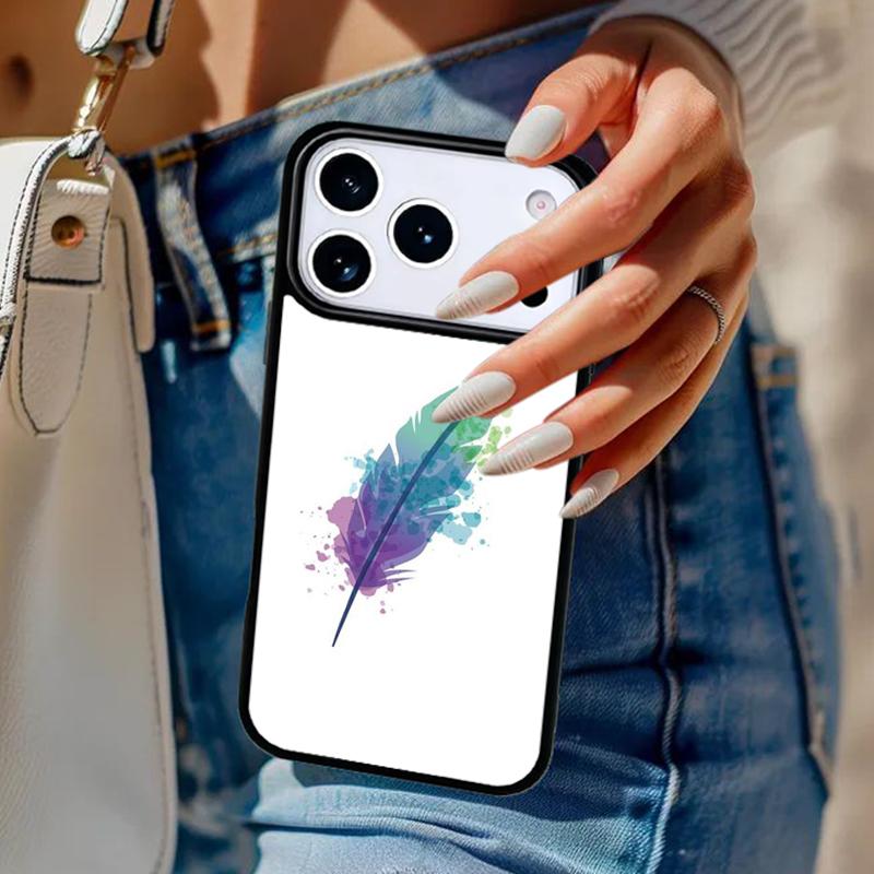 Aquarell Feder Muster Design Handyhülle Für iPhone 17 Air 14 15 13 12 Max Hülle Für Apple 16e 11 Pro Max Plus Coque