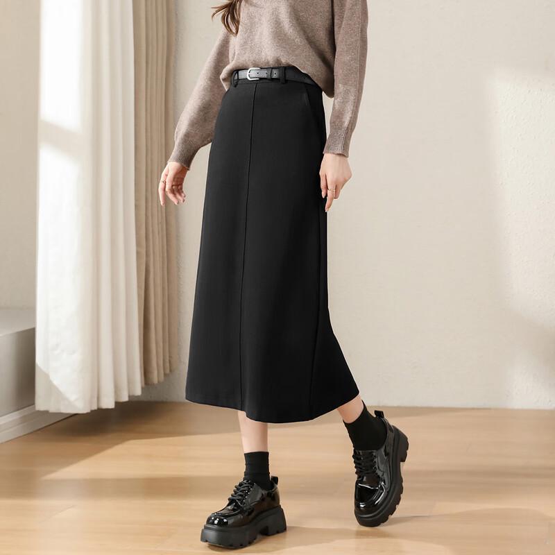 TERRE BLEUE Elegant High-Waist Slit Skirt L