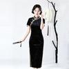 Black velvet national style new Chinese style Suzhou long autumn cheongsam improved young women's high sense daily wear