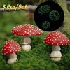 3PCS Fairy Garden Miniatures Mini Mushroom Garden Decoration Resin Mushroom Glow In The Dark Craft Landscape Mushroom Statue