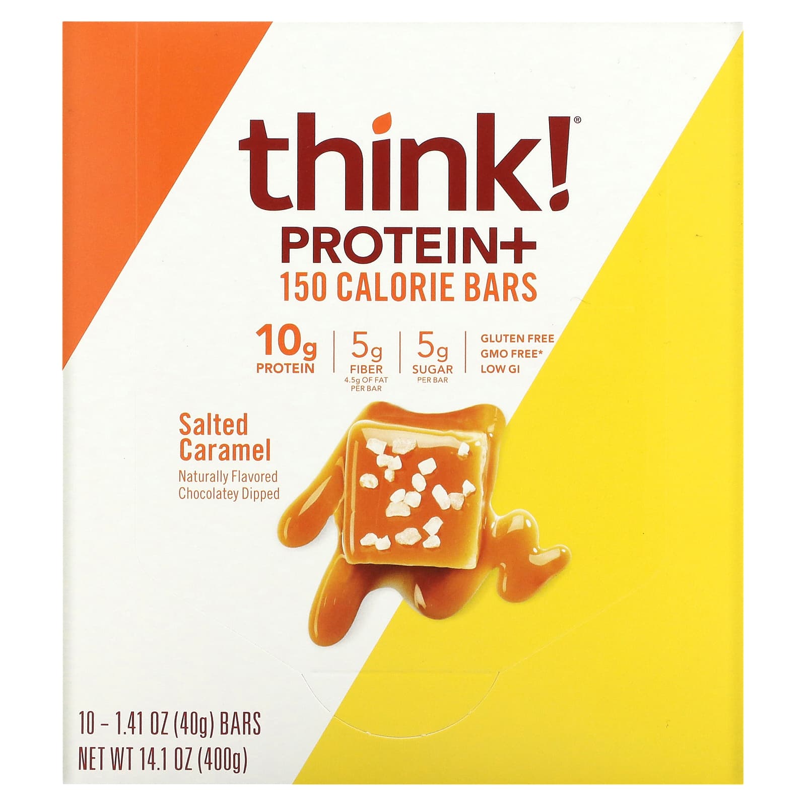

Think!, Protein+ 150 Calorie Bar, Salted Caramel, 10 bars, 40 g (1.41 oz) each