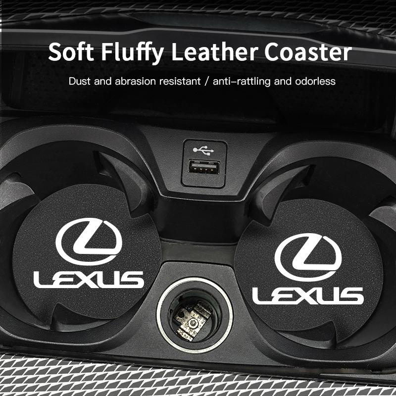2Pcs Leather Car Coasters Cup Holder Mat For Lexus RX330 IS250 Ct200h ES300h RX350 Car Interior Accessories Decorative Coasters