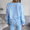Women Autumn Winter Knitted Cardigan Long Sleeve V Neck Printed Single Breasted Sweater