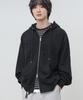 Moderment Applique Washed Oversized Zip-Up Hoodie [Black]